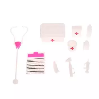 10 шт./компл. кукольный домик миниатюрный больничный стетоскоп мини-шприц медицинские приборы модель медицинского инструмента медицинская сцена декор игрушки One size