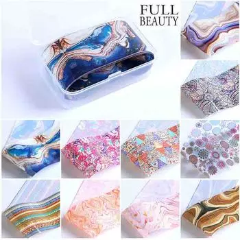 10 шт./компл. лазерная фольга для ногтей звездное небо переводная наклейка для дизайна ногтей DIY маникюрный инструмент