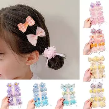 10 шт./компл. милые заколки для волос для девочек, детские украшения для волос, повязка на голову, заколка для волос с бантом и цветком, заколки для волос