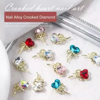 10 шт./компл. милый 3D-шарм с золотым бантом для ногтей, художественный сплав, роскошь, сделай сам, однотонные стразы, любовь E