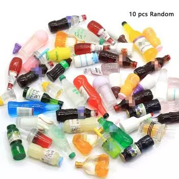 10 шт./компл. мини-напитки, миниатюрные модели еды, аксессуары для кукольного домика(Шаблоны Случайная Доставка)