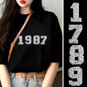 10 шт./компл. модные нашивки со стразами 0-9 цифры одежда значки наклейка аппликация