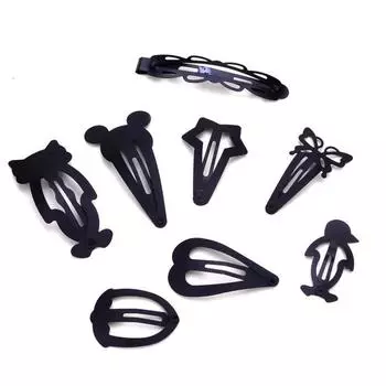 10 шт./компл. Модные женские аксессуары для волос, сплошная черная шпилька, матовая заколка для волос с изображением мультяшного животного