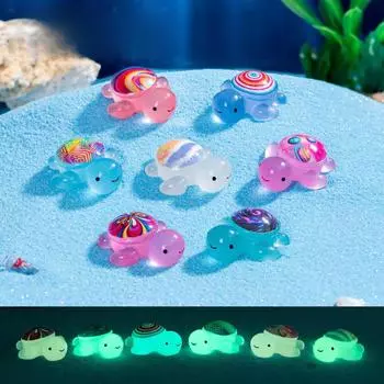 10 шт./компл. мультяшные светящиеся радужная черепаха миниатюры животных DIY смоляные украшения сказочный сад украшение микропейзаж разноцветный