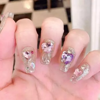 10 шт./компл., накладные ногти ручной работы, золотые супер блестящие наклейки для ногтей XS