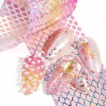 10 шт./компл. наклейки для ногтей с русалкой в стиле «сделай сам», красочная фольга для ногтей, рыбья чешуя, градиентная передача для маникюра