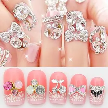 10 шт./компл. наклейки для ногтей со стразами, нежные синтетические красочные наклейки для ногтей, ювелирный декор для вечеринки 2