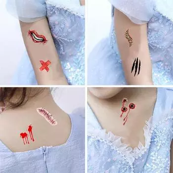 10 шт./компл. наклейки для татуировки на Хэллоуин страшные раны шрамы водонепроницаемые наклейки для розыгрышей на Хэллоуин макияж реквизит для вечеринки