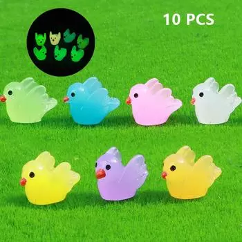 10 шт./компл. наружная светящаяся миниатюрная статуэтка, украшение для дома, светящиеся мини-животные, голубь, микро-ландшафтный орнамент белый