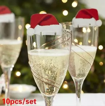 10 шт./компл. новые рождественские украшения, шляпы, бокал для шампанского, декор, картон, украшение Noel