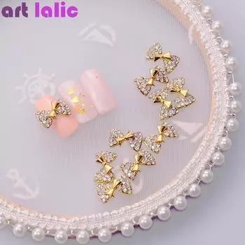 10 шт./компл., новый милый галстук-бабочка, 3D украшения для дизайна ногтей, подвески для ногтей из сплава, стразы для ногтей, маникюрные инструменты TN339