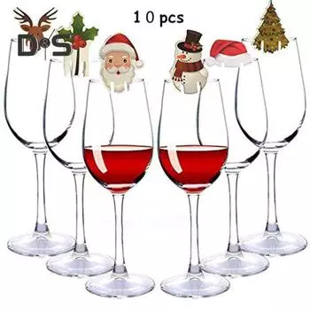 10 шт./компл. очаровательная винная открытка в форме Санта-Клауса в рождественском стиле, милая бумажная винная открытка, декор для вечеринки