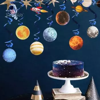 10 шт./компл., подвесные украшения солнечной системы, украшения для вечеринки в космическом пространстве, поставки планет, космические украшения, космическая вечеринка, звездные украшения для комнаты синий