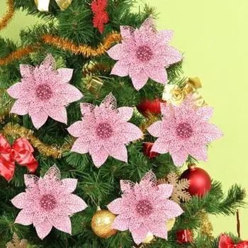 10 шт./компл., полезные блестящие легкие искусственные рождественские цветы, очаровательные 4 дюйма для вечеринки синий