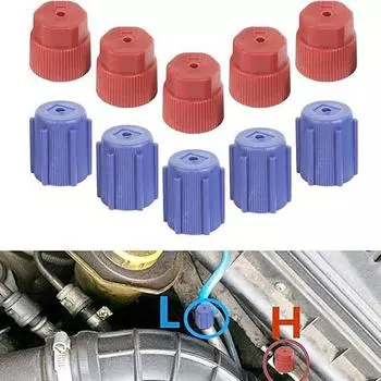 10 шт./компл. R134a, 13 мм и 16 мм, крышки для зарядных портов системы кондиционирования, автомобильные колпачки для кондиционирования, подходят для большинства транспортных средств с системой переменного тока R134A One Size синий