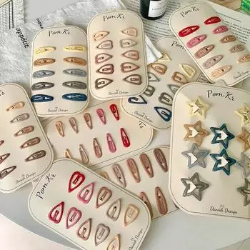 10 шт./компл., разноцветные заколки для волос со звездами для маленьких девочек, блестящая металлическая застежка BB, заколка для волос, головные уборы, заколки для волос для младенцев, аксессуары Water Drop