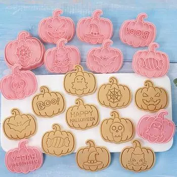 10 шт./компл., резак для печенья на Хэллоуин, пищевой легкосъемный пресс, сделай сам, тыква, призрак, череп, шляпа ведьмы, печенье розовый