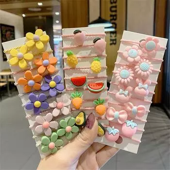 10 шт./компл., резинка для волос с милым цветком, детские эластичные резинки для волос, аксессуары, детское кольцо для девочек, головные уборы, резинка для волос style 1