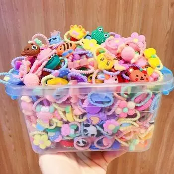 10 шт./компл., резинки для волос с милыми мультяшными животными для девочек, эластичная резинка для волос, головные уборы, аксессуары для волос