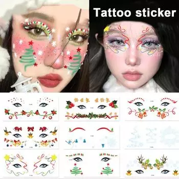 10 шт./компл. рождественские наклейки для лица наклейки для татуировок праздничные вечеринки милые цветные одноразовые наклейки для макияжа лица 10pcs/set
