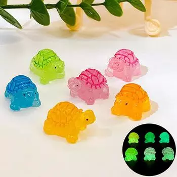 10 шт./компл., светящиеся 3D маленькие черепахи, садовые украшения для дома, светящиеся мини-животные, микропейзажный орнамент оранжевый