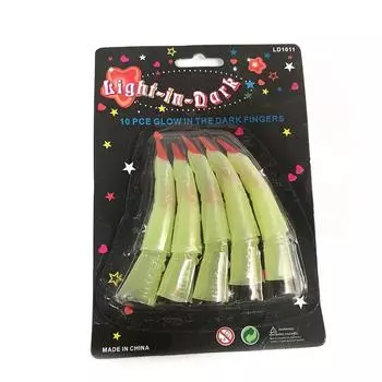 10 шт./компл. светящиеся накладные пальцы для ногтей, реквизит для косплея на Хэллоуин, украшения для вечеринок, игрушки