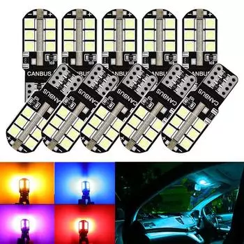 10 шт./компл. T10 W5W светодиодные лампы Canbus W5W светодиодные лампы для салона автомобиля купольная габаритная лампа номерного знака 12 В многоцветная