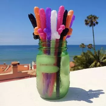 Набор трубочек с изображением пениса, 10 шт