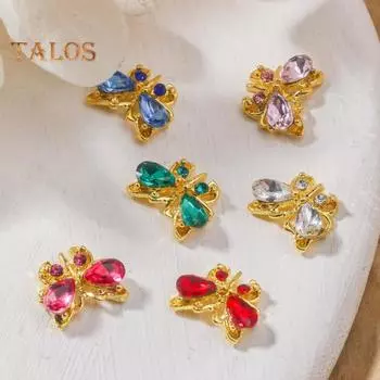 10 шт./компл., украшение для дизайна ногтей, сплав «сделай сам», легкий, довольно ослепительный, со стразами, бабочки, Очаровательный дизайн для ногтей, салон для домашнего использования чистый