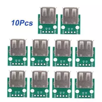 10 шт./компл. USB-разъем типа A, коммутационная плата, адаптер, разъем DIP для DIY USB-блока питания, макетная плата