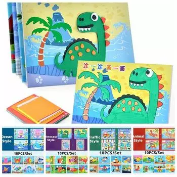 10 шт./компл. водонепроницаемые наклейки-головоломки DIY, обучающие игрушки для развития познавательных способностей, дошкольные обучающие игрушки D