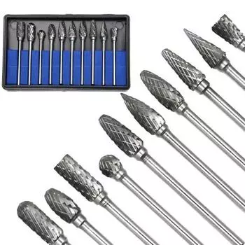 10 шт./компл. вольфрамовая стальная шлифовальная машина с заусенцами, абразивное сверло, фрезерное сверло белый