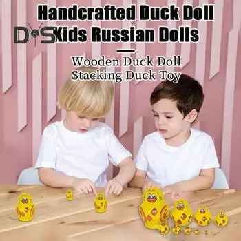 10 шт./компл., желтая утка, русская матрешка, 10 слоев, деревянная матрешка ручной работы, игрушка для укладки животных, настольная фигурка, украшение, подарок на день рождения жёлтый