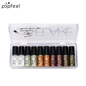 10 шт./компл., жидкая блестящая женская пигментная косметика, профессиональная подводка для глаз, блестящая изысканная сексуальная подводка для глаз