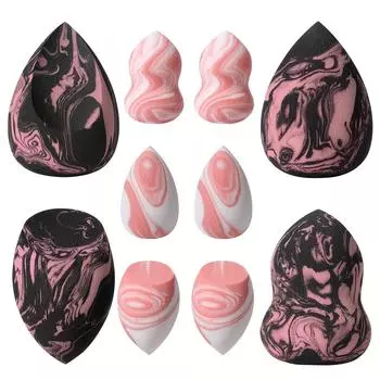 10 шт./комплект набор спонжей для макияжа, набор сухих и влажных тональных пудр, спонж для румян, косметические инструменты для женщин, инструменты для макияжа