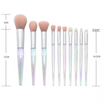 10 шт. коническая шлифовальная трубка для песка с прозрачной ручкой, набор кистей для макияжа разноцветный