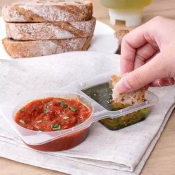 10 шт., контейнеры для приправ, коробка для приправ с двумя отделениями и крышками, 3 унции, прозрачная пластиковая часть