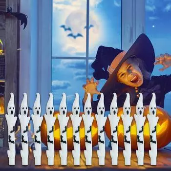 10 шт. конусных свечей на Хэллоуин, тыквенные конусные свечи-призраки, портативные свечи для создания атмосферы ужасов, для украшения домашней праздничной вечеринки