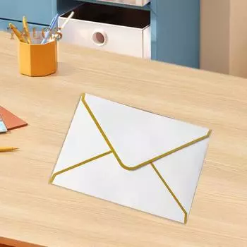 10 шт. конвертов с горячим тиснением, золотые заготовки для рамок, конверты с V-образным клапаном, поздравительные открытки, приглашения, записки, конверты чёрный