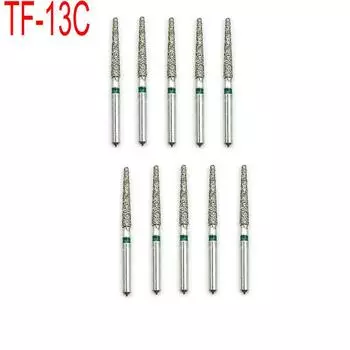 10 шт./кор., стоматологические алмазные боры, дрель для высокоскоростного наконечника, диаметр ручки 1,6 мм, стоматологические инструменты, материал для стоматологии TF-13C