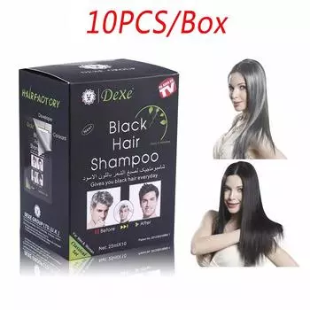 10 шт./кор., травяная натуральная безопасная черная краска для волос, крем-краска для белых волос, шампунь для быстрого черных волос 10pcs чёрный