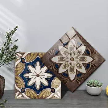 10 шт. коричневая европейская ретро-плитка, настенная наклейка, кухонный шкаф, ванная комната, домашний декор, водонепроницаемые самоклеящиеся художественные настенные обои 10cmX10cmX10pcs