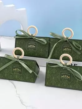 10 шт., коробка конфет для свадебного подарка в стиле ретро, подарочная коробка для праздничной вечеринки, плюс деревянный круг 13X7CM