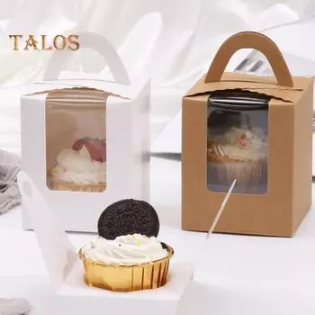 10 шт. коробок для кексов со вставками, держатели для кексов с окошками, штабелируемые глубокие контейнеры для кексов, пищевые контейнеры для домашних кондитерских магазинов 10pcs белый