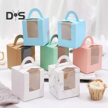 10 шт. коробок для кексов со вставками, держатели для кексов с окошками, штабелируемые глубокие контейнеры для кексов, пищевые контейнеры для домашних кондитерских магазинов 10pcs белый