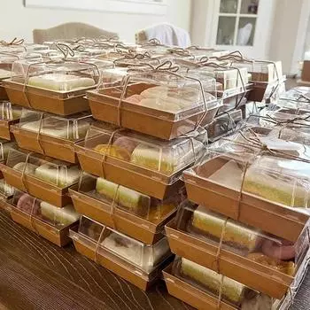 10 шт. крафт-бумага для торта, десерта, пончика, одноразовые коробки для колбасных изделий с прозрачными крышками, декор для дня рождения, свадебные принадлежности 10pcs&12x12x6.3cm коричневый