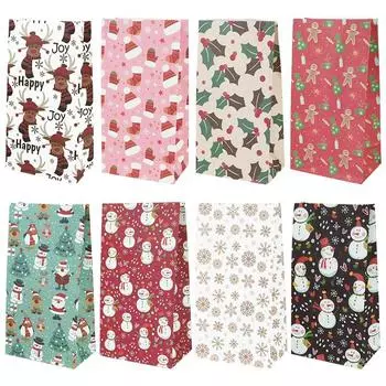 10 шт. крафт-бумага, мешочки для конфет, печенья, Санта-Клауса, снеговика, рождественские подарочные упаковочные пакеты, рождественские принадлежности для декора на Новый год 23x12x7.3cm