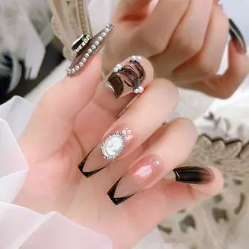 10 шт., красивые насадки для ногтей, трехмерная паста, легко блестящая, сделай сам, мини-искусственный кошачий глаз, драгоценный камень, стразы для ногтей чёрный/золотой