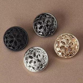 10 шт., красивые полые пуговицы с цветком, высокое качество, цельнометаллические круглые пуговицы, аксессуары для женской одежды 15mm