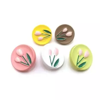 10 шт. Красивые пуговицы-тюльпаны 17,5 мм круглые пластиковые пуговицы с цветным узором в виде тюльпана аксессуары для одежды 15mm